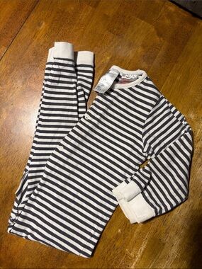 H&M Black and White Striped Kids Pajama Set - Snap Front
